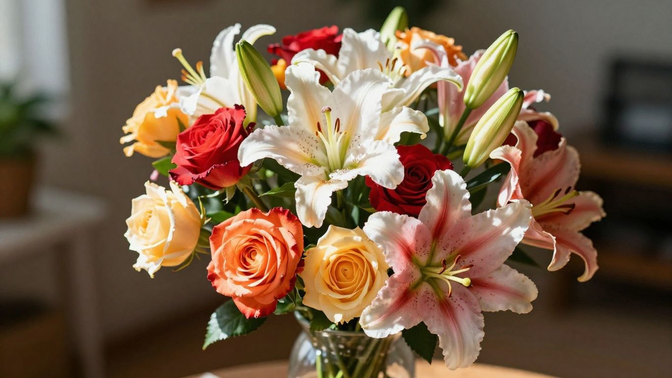 Vibrant bouquet of fresh flowers ready for same-day delivery.